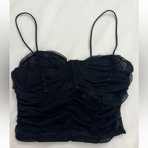 Black Zara womens ruched tank top